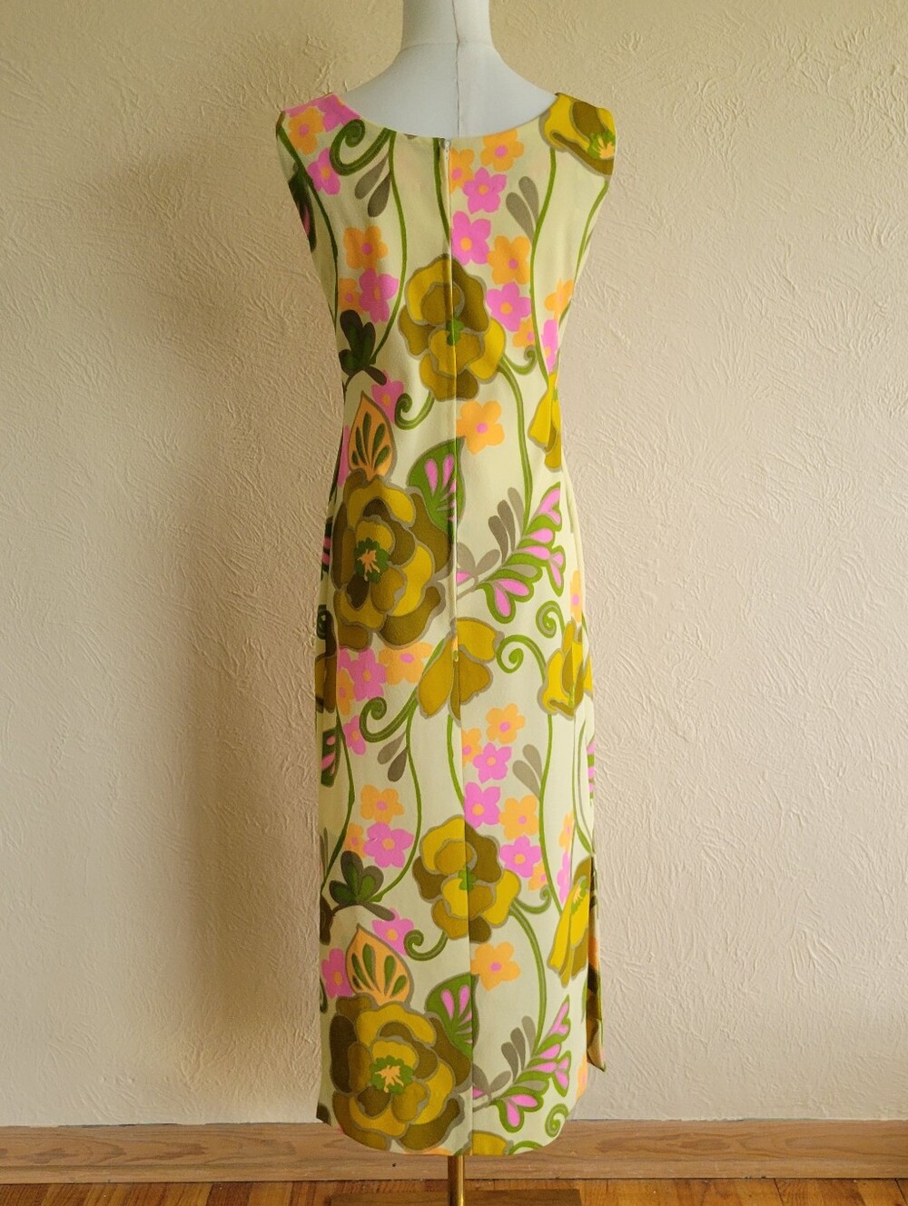 Vintage Yellow Floral Polyester Dress - Picture 6 of 7